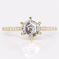 Hexagon Step Cut Lab-Grown Diamond Pavé 1 CT Ring