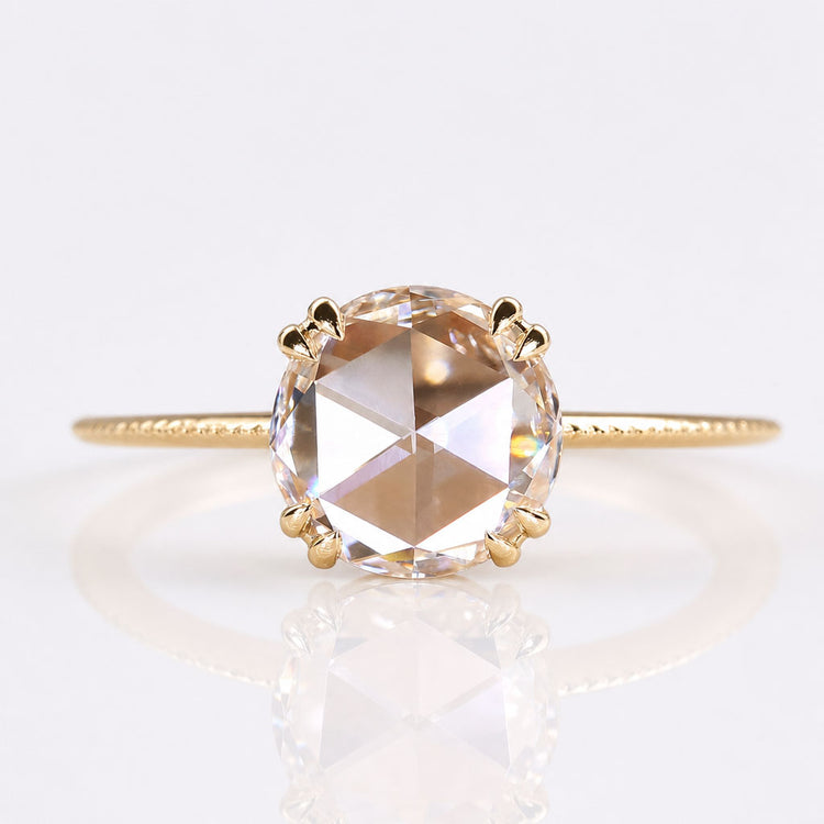 Round Rose Cut Lab-Grown Diamond Solitaire Ring