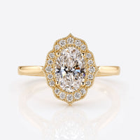 Oval Cut Lab-Grown Diamond Vintage Halo Engagement Ring 1 - 2 CT