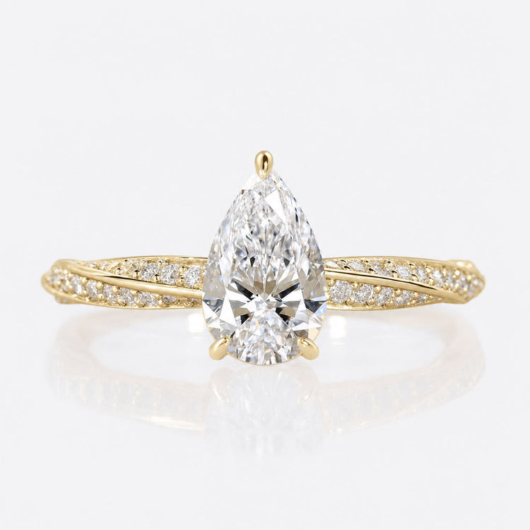 Pear Lab-Grown Diamond Hidden Halo Twisted Pavé Ring 1 – 2 CT
