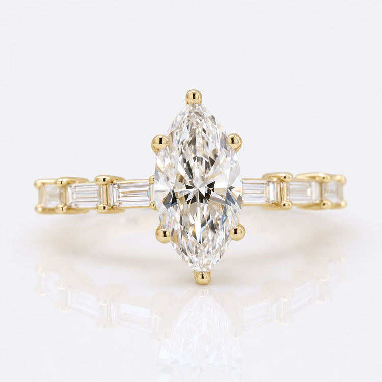Marquise Lab-Grown Diamond Six Prong Pavé Ring 1 – 2 CT