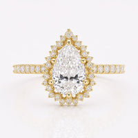 Pear Shaped Diamond Ring With Pave Setting
