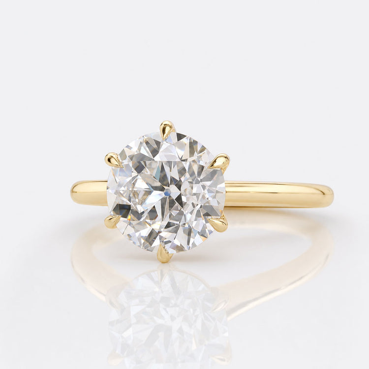 Round Old European Cut Lab-Grown Diamond Six Prong Solitaire Ring 1 – 3 CT