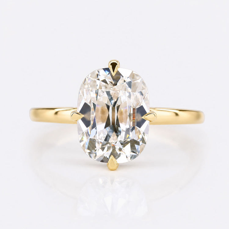 Cushion Old Mine Cut Lab-Grown Diamond Four Prong Solitaire Ring 1 – 3 CT