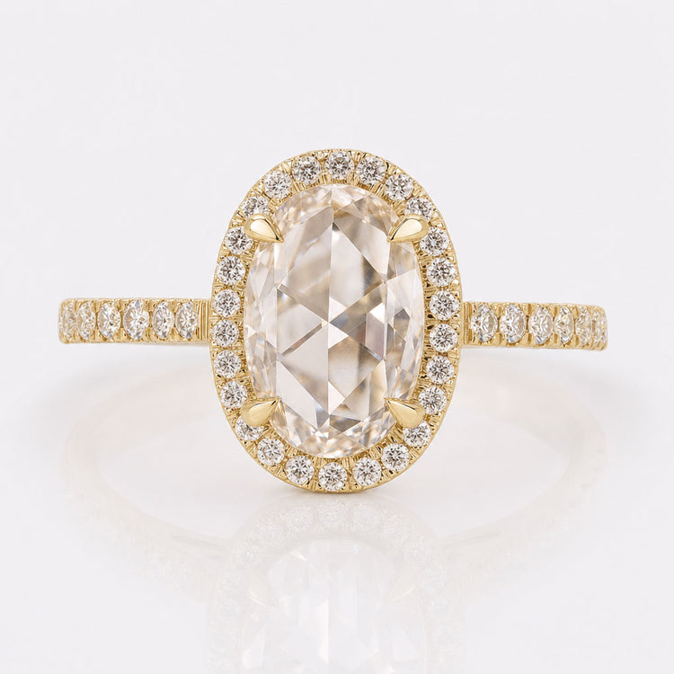 Oval Rose Cut Lab-Grown Diamond Halo Ring