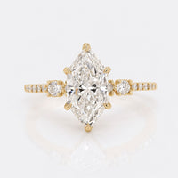 Dutch Marquise Lab-Grown Diamond Pavé Ring with Rose Cut Side Stones 1–4 CT