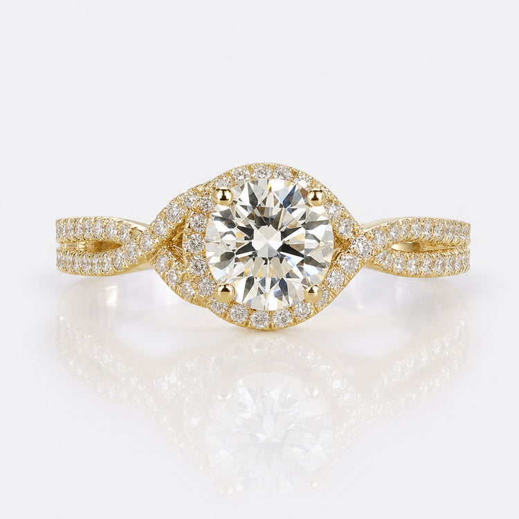 Round Lab-Grown Diamond Twisted Pavé Ring 0.5 - 3 CT