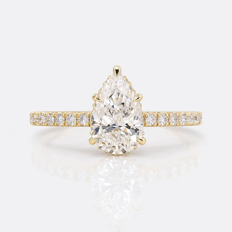 Pear Cut Lab-Grown Diamond Hidden Halo Pavé Ring 1 - 3 CT