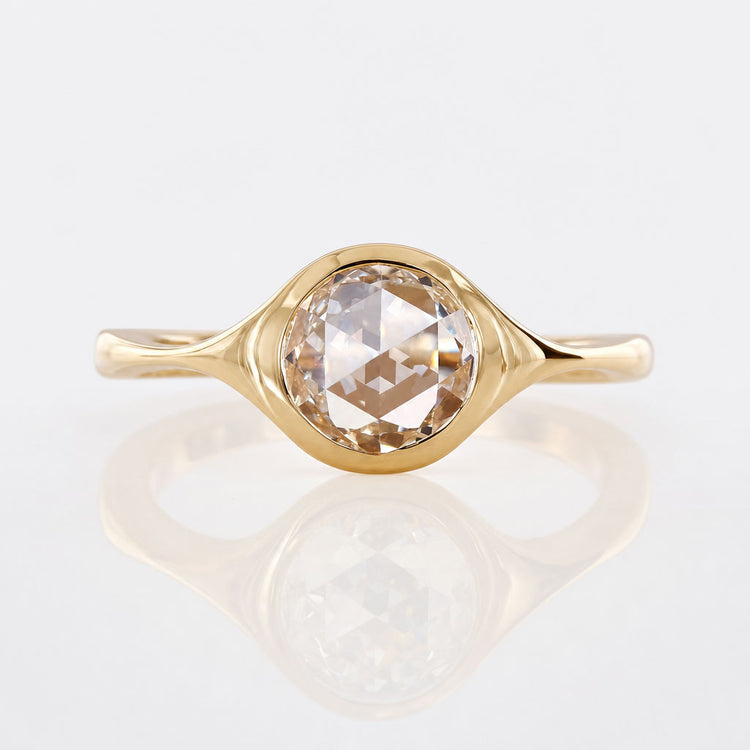 Round Rose Cut Lab-Grown Diamond Bezel Ring 1 – 2 CT