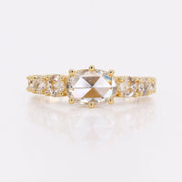 Oval Rose Cut Lab-Grown Diamond East West Ring
