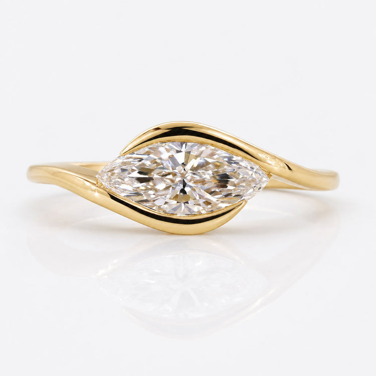 Marquise Cut Lab-Grown Diamond East West Half Bezel Ring 1 - 2 CT
