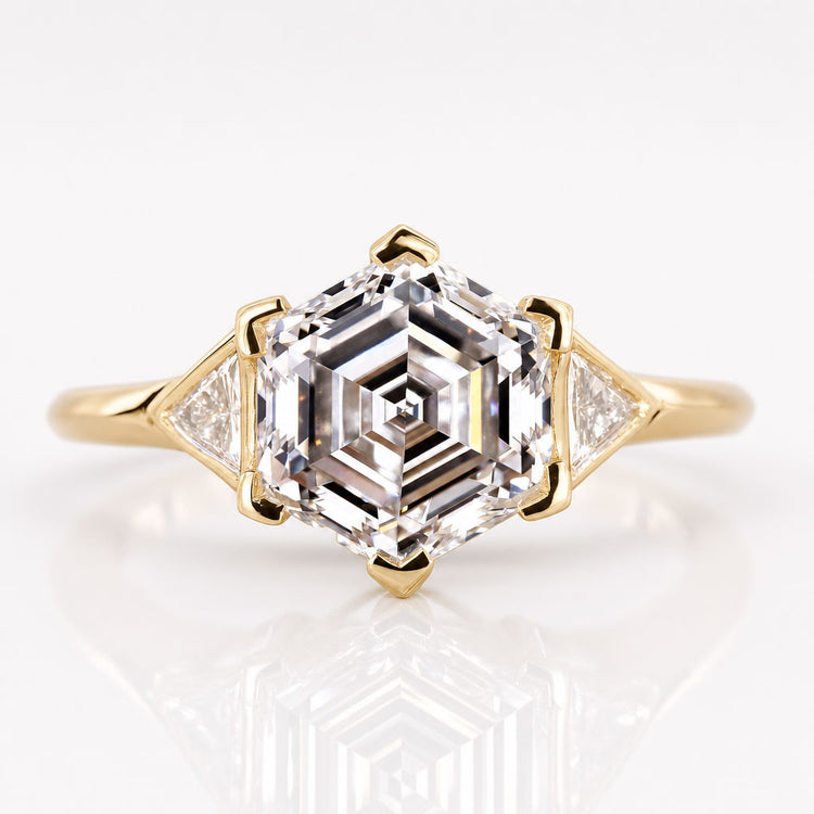 Hexagon Lab-Grown Diamond Three Stone Ring 1 - 3 CT
