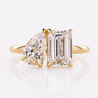 Pear And Emerald Cut Lab-Grown Diamond Two Stone Ring 2.40 TCW