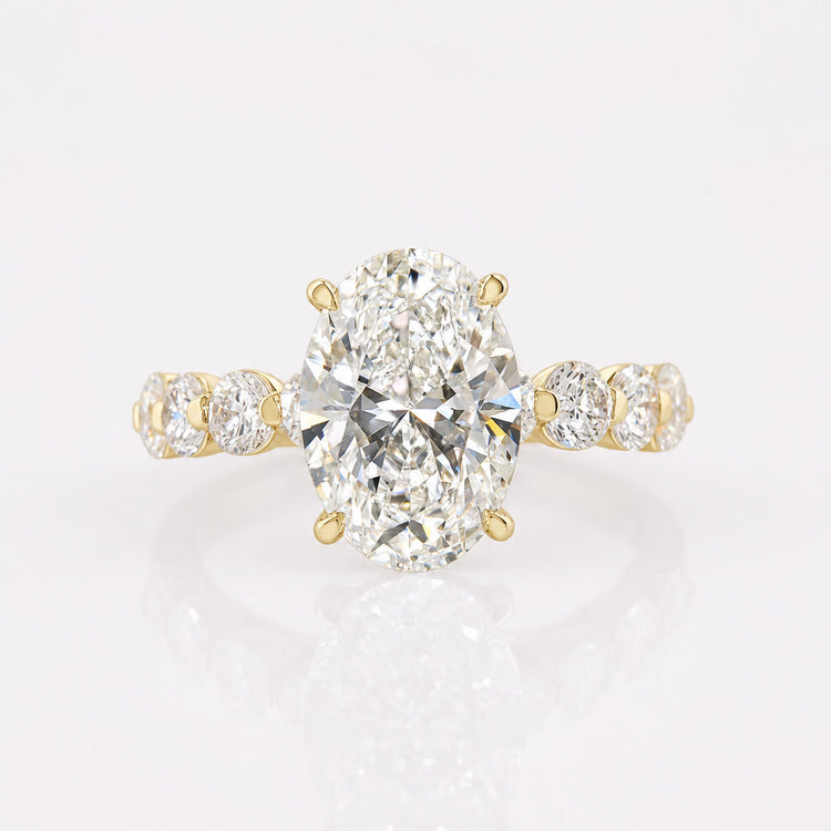Oval Cut Lab-Grown Diamond Shared Pavé Ring 1 - 3 CT