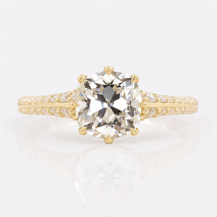 Cushion Old Mine Cut Lab-Grown Diamond Two Sided Pavé Ring 1 - 2 CT