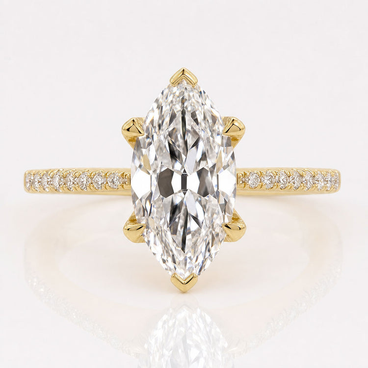Marquise Old Mine Cut Lab-Grown Diamond Pavé Ring 2 CT