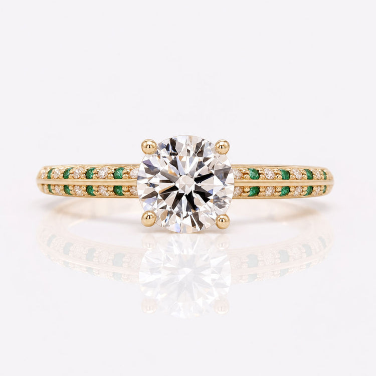 Round Lab-Grown Diamond Double Side Pavé Ring 1 - 2 CT