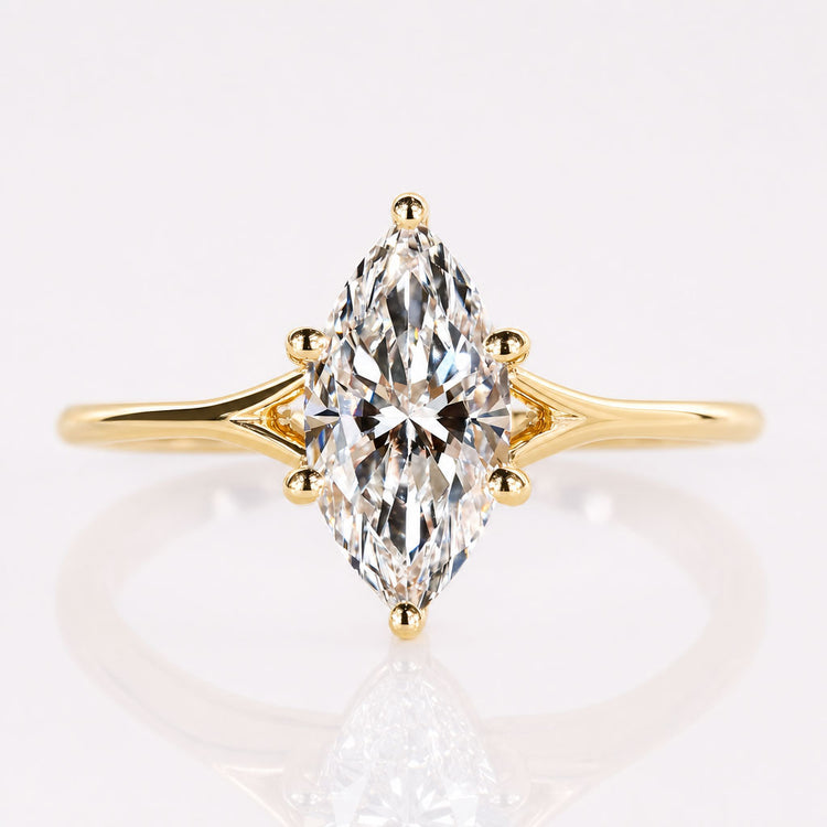 Marquise Cut Lab-Grown Diamond Split Shank Solitaire Ring 1 - 3 CT