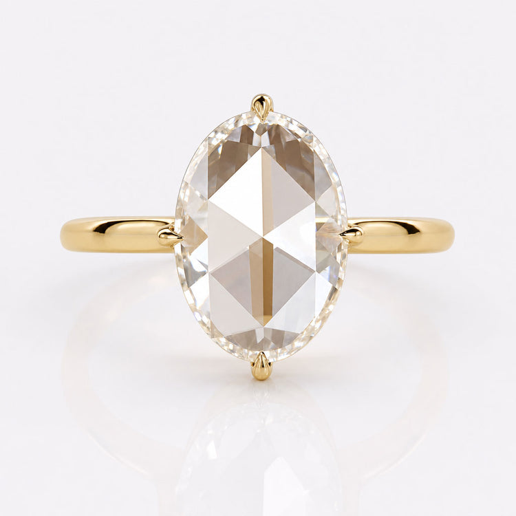 Oval Rose Cut Lab-Grown Diamond Open Gallery Solitaire Ring 1 - 3 CT