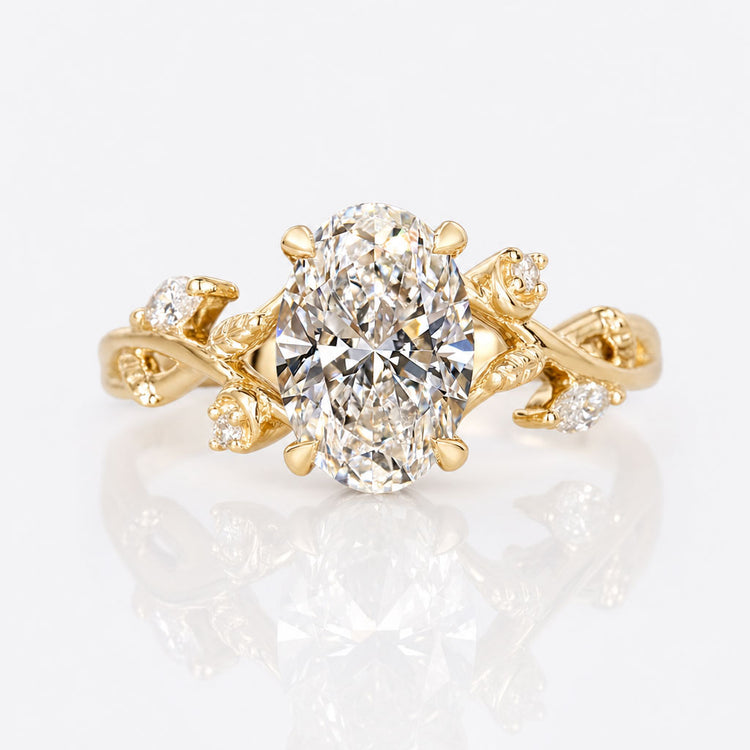 Oval Cut Lab-Grown Diamond Nature Inspired Cluster Ring 1 - 2 CT