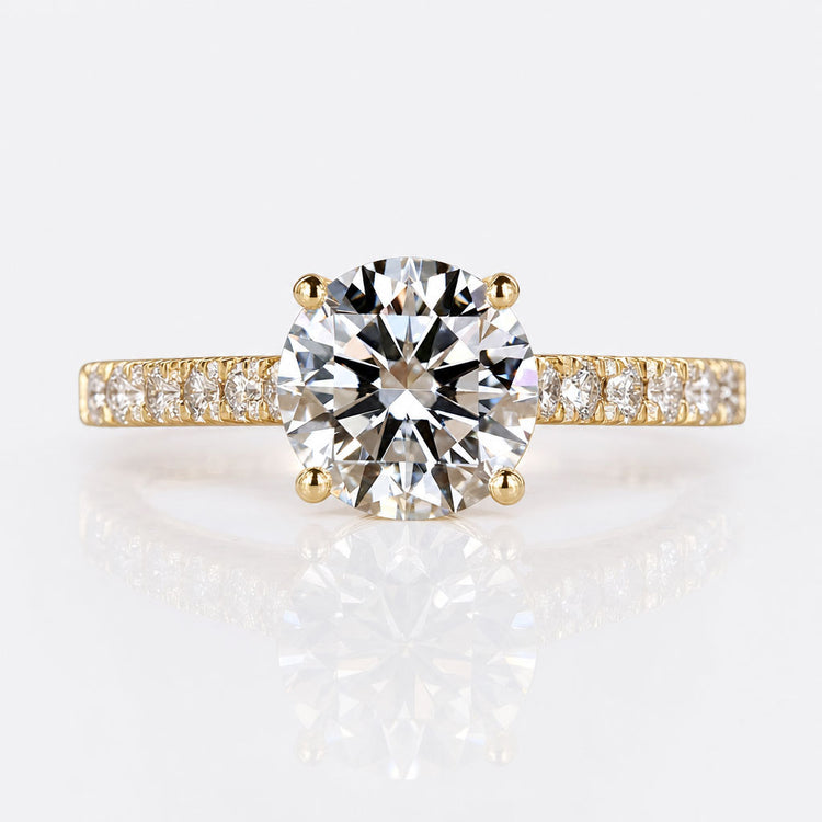 Round Cut Lab-Grown Diamond Pavé Cathedral Ring 1 - 2 CT