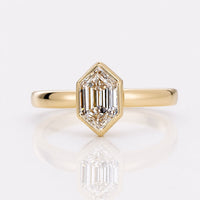 Hexagon Cut Lab-Grown Diamond Wide Band Bezel Ring 1 – 2 CT