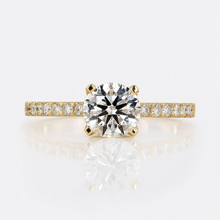 Round Cut Lab-Grown Diamond Classic Style Pavé Ring 1 – 2 CT
