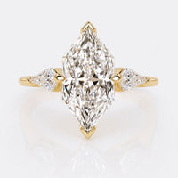 Dutch Marquise Lab-Grown Diamond Kite Three Stone Tapered Shank Ring 1 - 3 CT