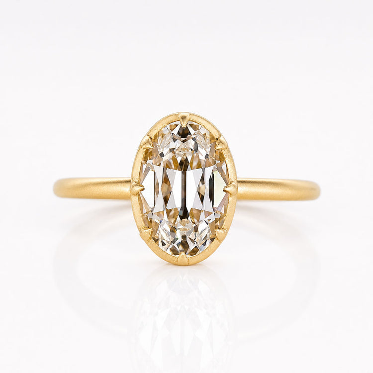 Oval Old Mine Cut Lab-Grown Diamond Matte Solitaire Ring 1 - 2 CT