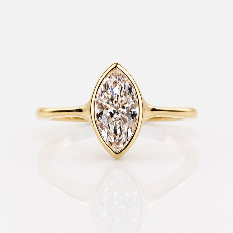 Marquise Cut Lab-Grown Diamond Bezel Set Solitaire Ring 1 - 2 CT