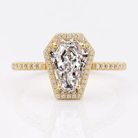 Coffin Cut Lab-Grown Diamond Halo Ring 1 - 2 CT