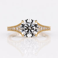 Round Cut Lab-Grown Diamond Vintage Style Ring 1 - 3 CT