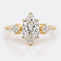 Marquise Cut Lab-Grown Diamond Kite Three Stone Ring 1 - 2 CT