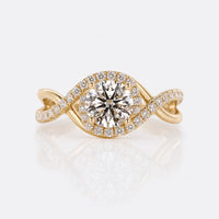 Round Cut Lab-Grown Diamond Halo Ring 1 - 2 CT