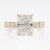 Radiant Cut Lab-Grown Diamond Hidden Halo Pavé Ring 1 - 3.50 CT