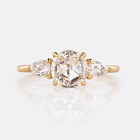 Round Rose Cut Lab-Grown Diamond Three Stone Ring 1 - 2 CT