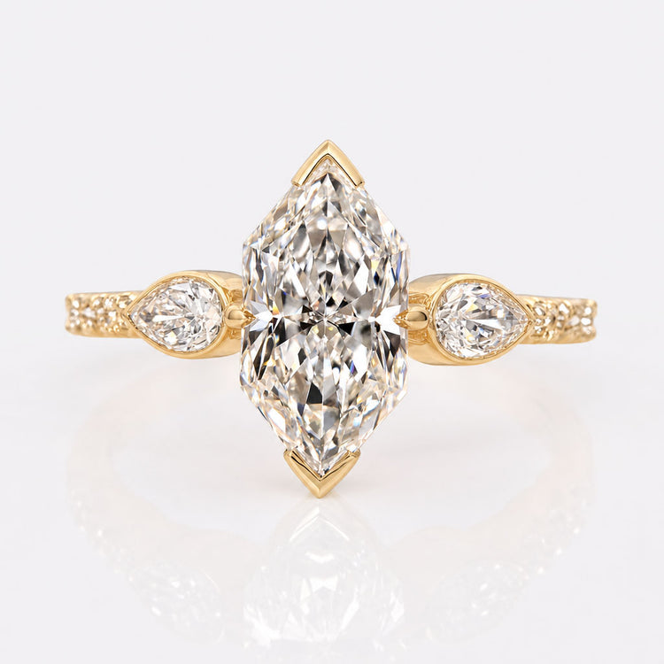 Dutch Marquise Lab-Grown Diamond Euro Shank Three Stone Ring 1 - 3 CT