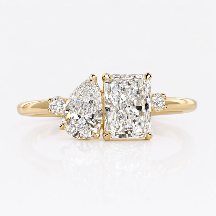 Pear And Radiant Cut Lab-Grown Diamond Toi et Moi Split Shank Ring 1.38 CT