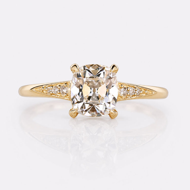 Cushion Old European Cut Lab-Grown Diamond with Side Stone Ring 1 - 2 CT