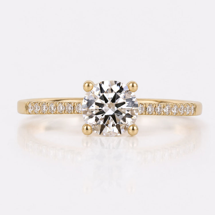 Round Cut Lab-Grown Diamond Tapered Pavé Solitaire Ring 0.50 - 2 CT