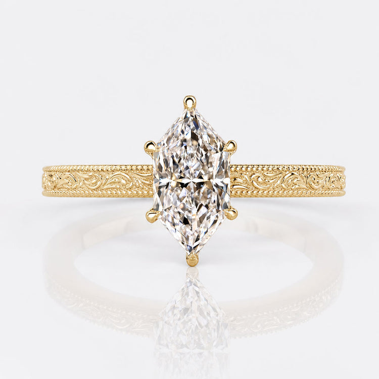Dutch Marquise Cut Lab-Grown Diamond Art Deco Solitaire Ring 1 - 3 CT