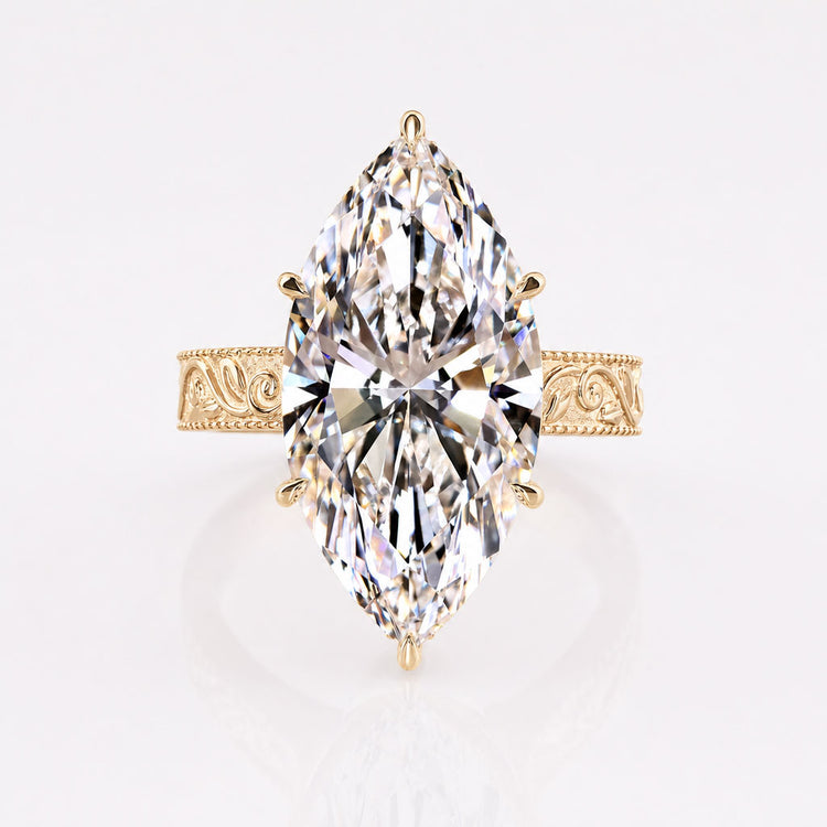 Marquise Lab-Grown Diamond Art Deco Vine Ring 10 - 12 CT