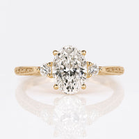 Oval Cut Lab-Grown Diamond Round Three Stone Tapered Ring 1 - 2 CT
