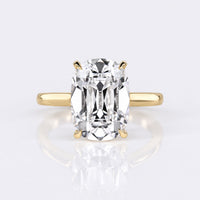Cushion Old Mine Cut Lab-Grown Diamond Solitaire Ring 5 CT - 18k Yellow Gold - Size L