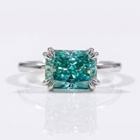 1.84 CT Radiant Cut East to West Solitaire Moissanite Engagement Ring - Silver - Size M