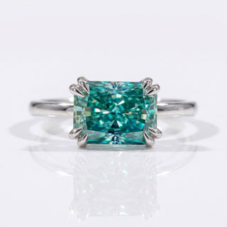 1.84 CT Radiant Cut East to West Solitaire Moissanite Engagement Ring - Silver - Size M