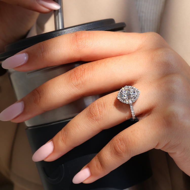 Cushion Old European Cut Lab Grown Diamond ring.