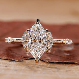 Dutch marquise diamond ring vintage milgrain prong set.