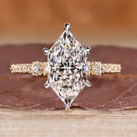 Dutch marquise diamond ring hidden halo pave cathedral.