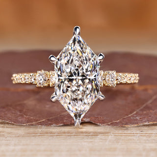 Dutch marquise diamond ring hidden halo pave cathedral.
